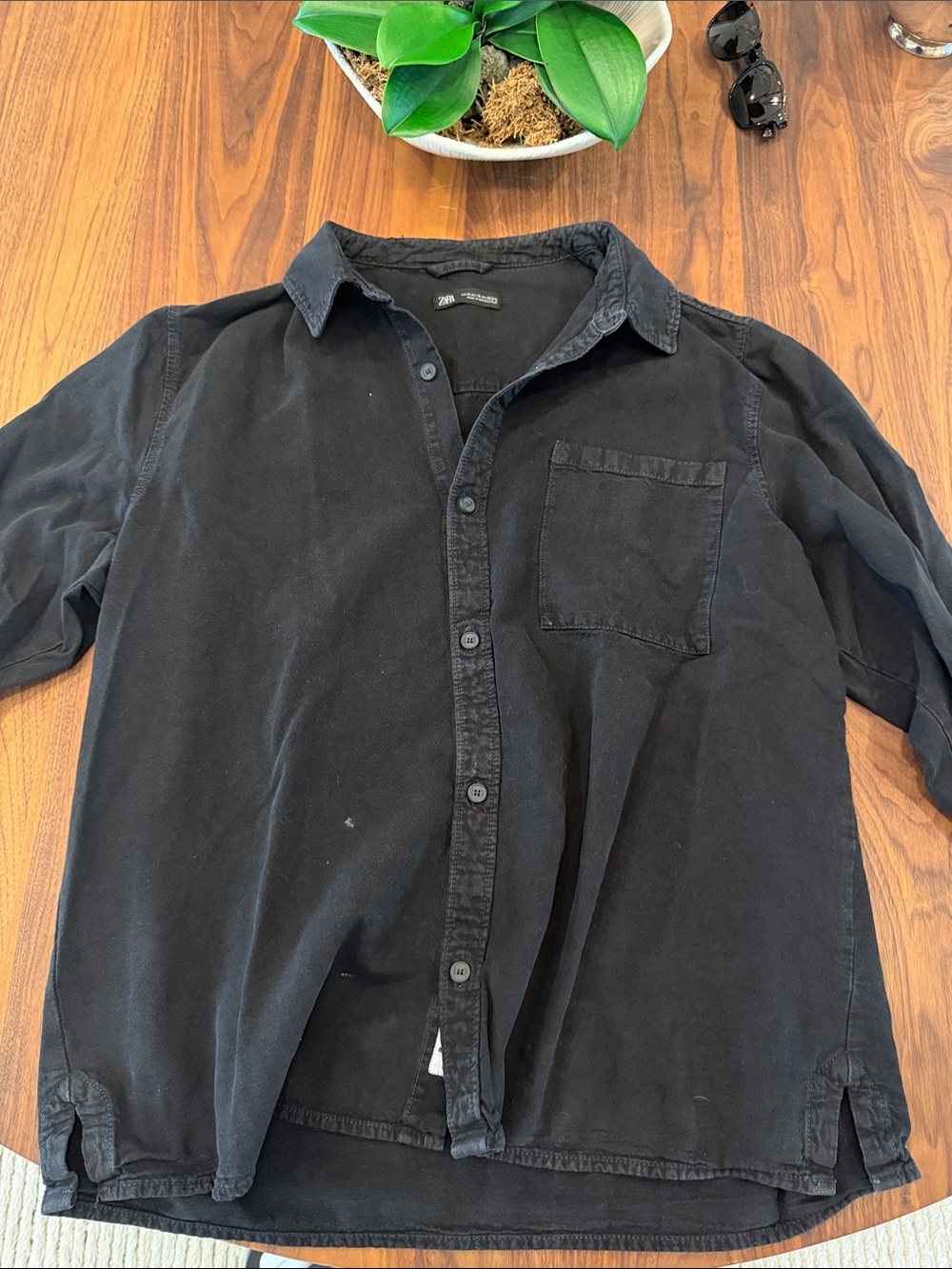 Zara Black Casual Long-Sleeve Button-Down Shirt